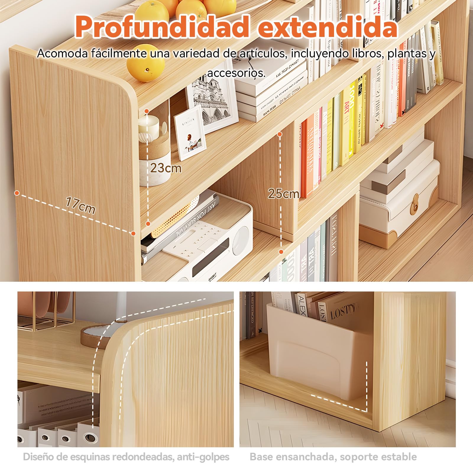 Estanteria Libros de Madera, Ajustable Libreria, Independiente Libreria Infantil, Ahorra Espacio, 3 Formas de Colocar los Muebles, Estantería Libros para Hogar, Oficina, Corredor