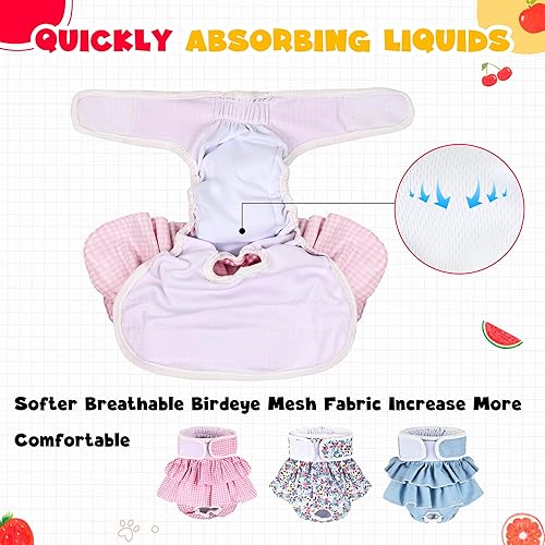 Miniatura 5 de 3 pañales lavables para perras, pañales reutilizables de primera calidad con correas ajustables absorbentes y barreras a prueba de fugas, pañales