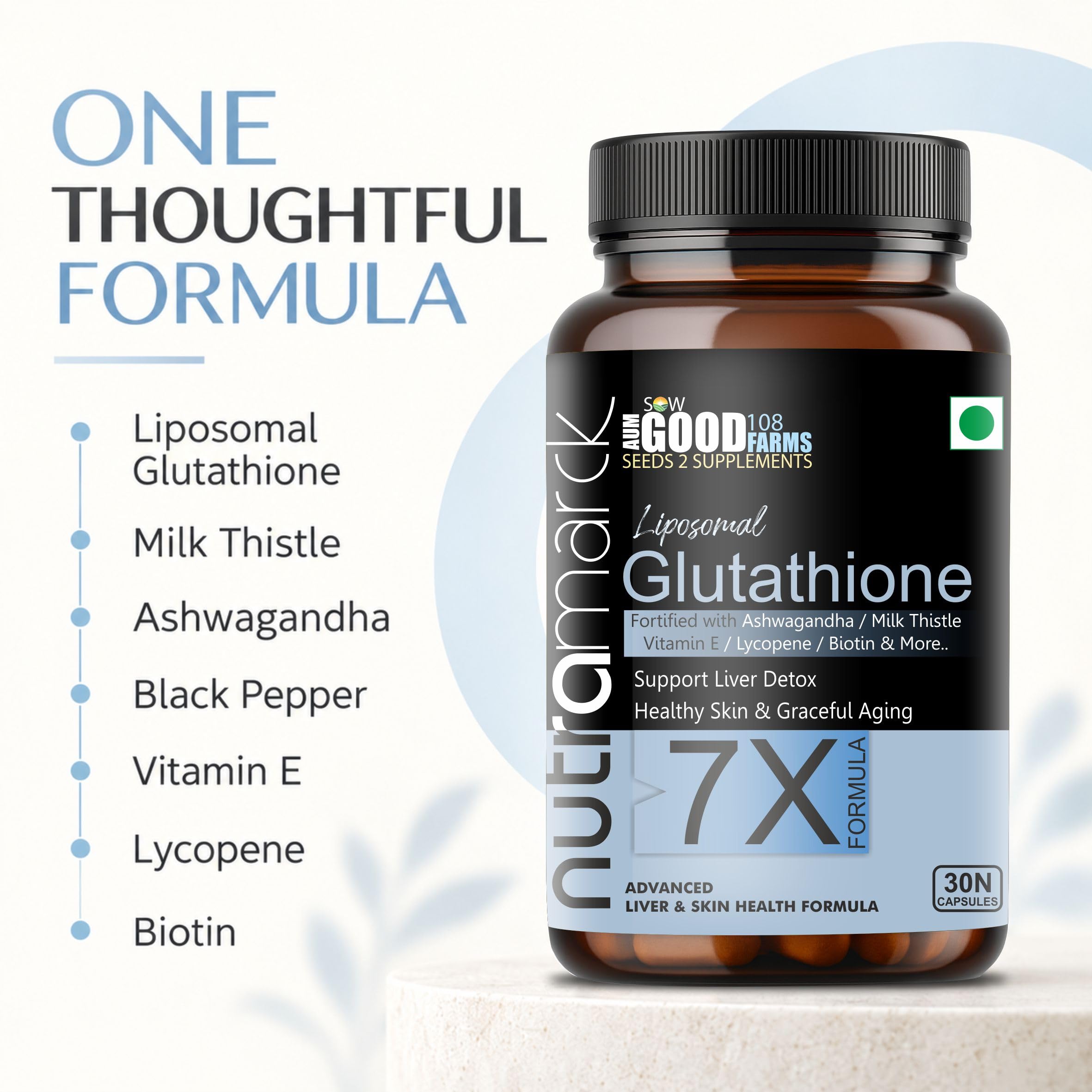 Liposomal Glutathione Capsules, 600 mg per Serving, with Milk Thistle, Ashwagandha, Biotin and Vitamin E, Antioxidant and Skin Health Support, 30 Capsules — Amazon image 5