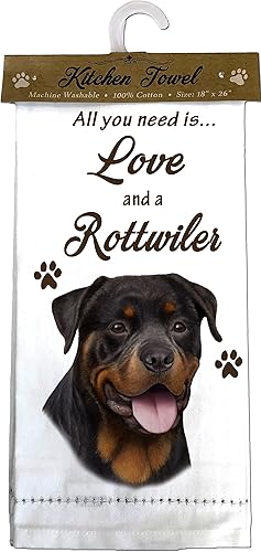 E&S Pets Rottweiler - Toallas de cocina, color blanco roto