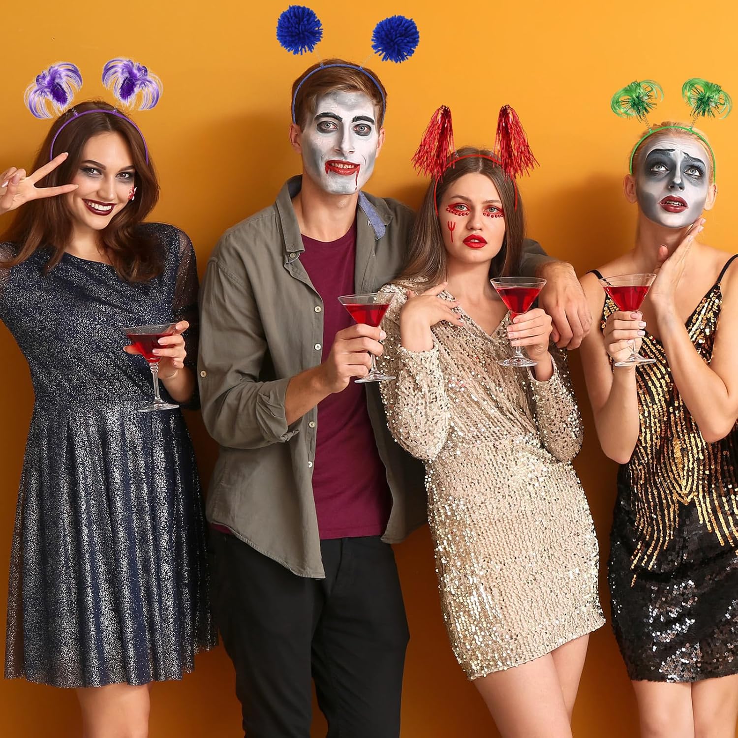 Censen 8 Pcs St. Patrick's Day Pom Pom Headbands Easter Spirit Party Headbands Tinsel Ponytails Headwear for Birthday Holiday - Image 5