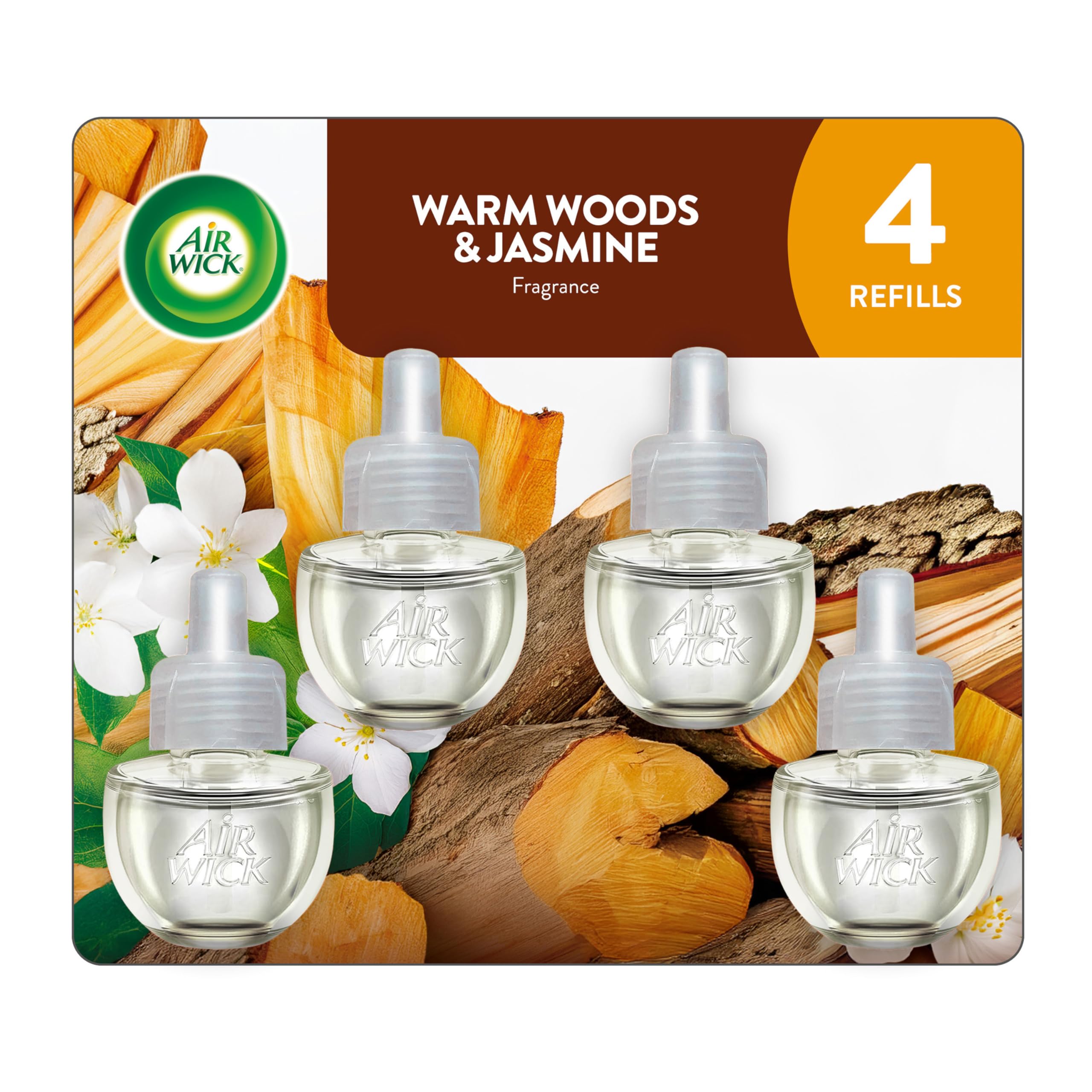 Photo 1 of ***one missing***Air Wick Plug-In Scented Oil Refills, Warm Woods & Jasmine, 4 Count