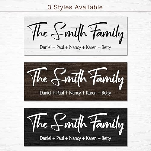 Vista 4 de Bemaystar Letrero de madera personalizado con nombre de la familia, decoración rústica de granja, regalo para el hogar y boda, 16 x 6 pulgadas