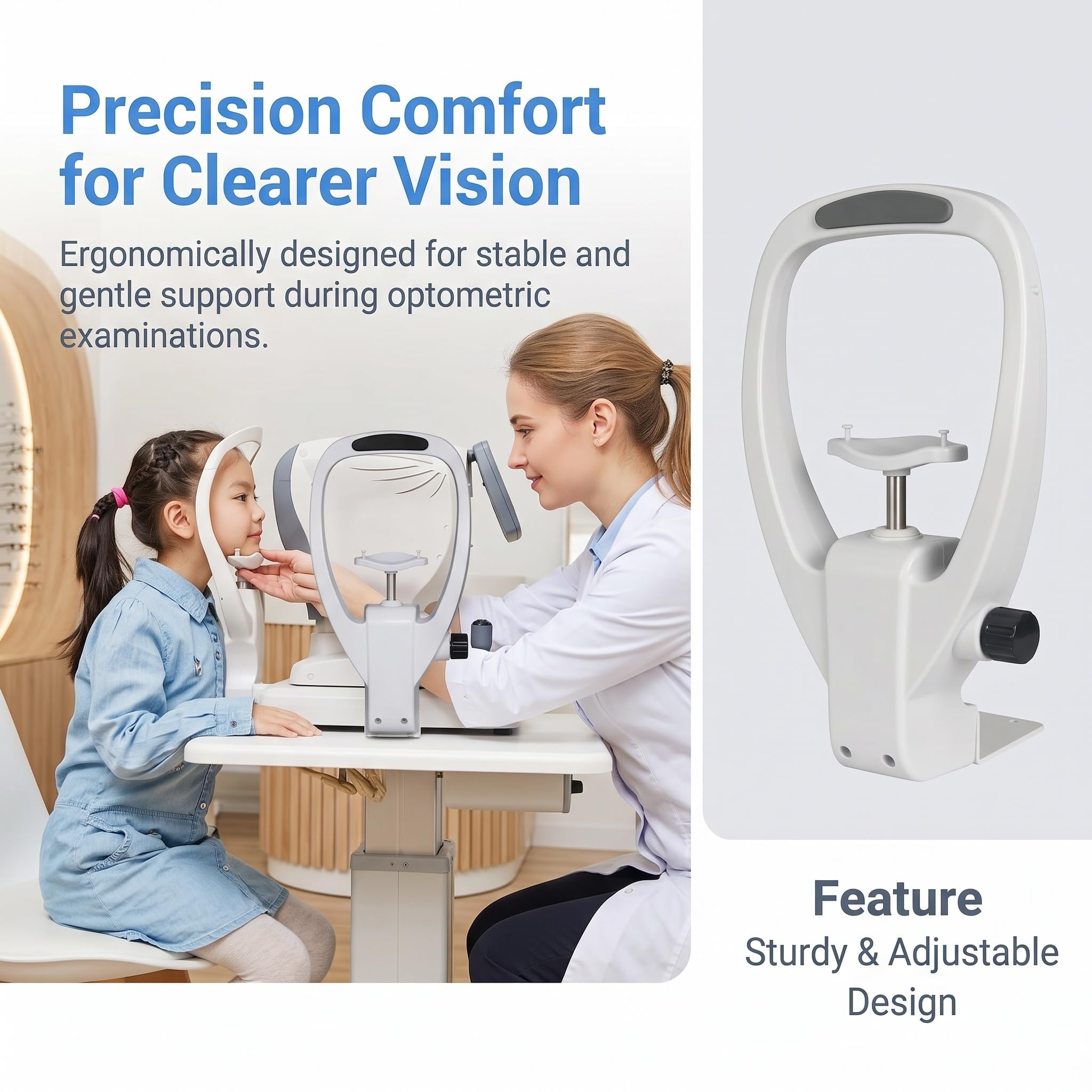 Supporto per Mento E Fronte per Autorefrattometro, Accessori per Optometria con Manopola di Regolazione, Staffa per Allenamento Visivo per Rifrazione Oftalmica, Attrezzatura per Occhiali Bianchi