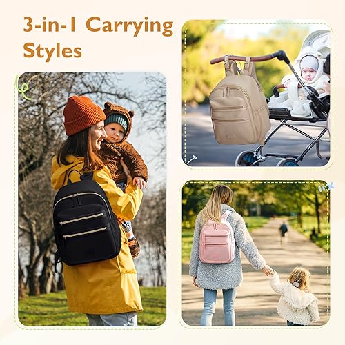 Miniatura 2 de mommore Mochila de neopreno para pañales de bebé, pequeña mochila de viaje para recién nacidos, con bolsillos aislados, correas para cochecito