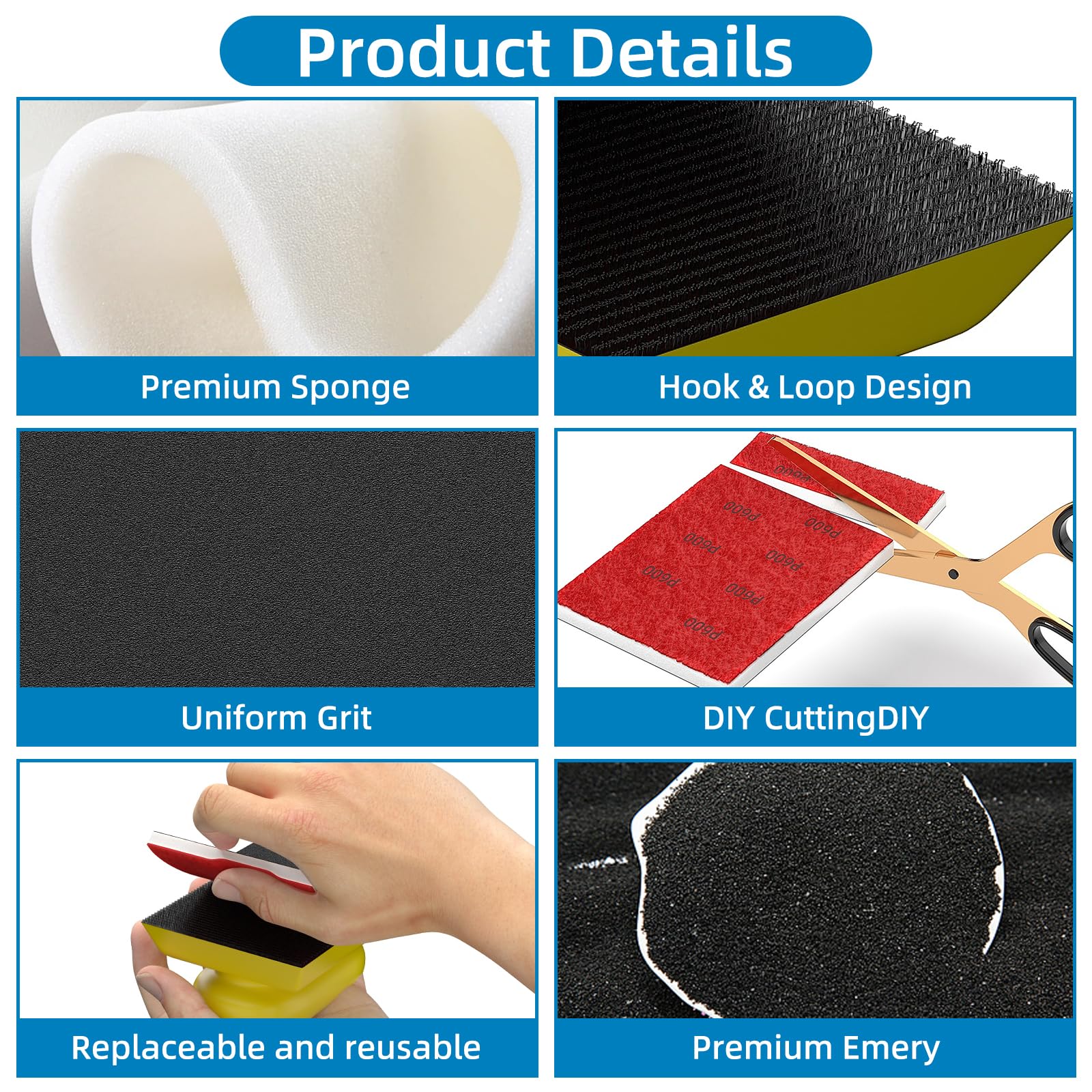 BURMONG Sanding Sponge Set - 25 Blocks & Hand Block -3