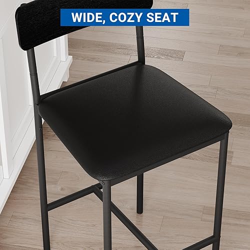 Miniatura 4 de GarveeHome Juego de mesa de comedor para 2, mesa de cocina de altura de mostrador con 2 taburetes de bar tapizados, mesa de comedor y sillas con