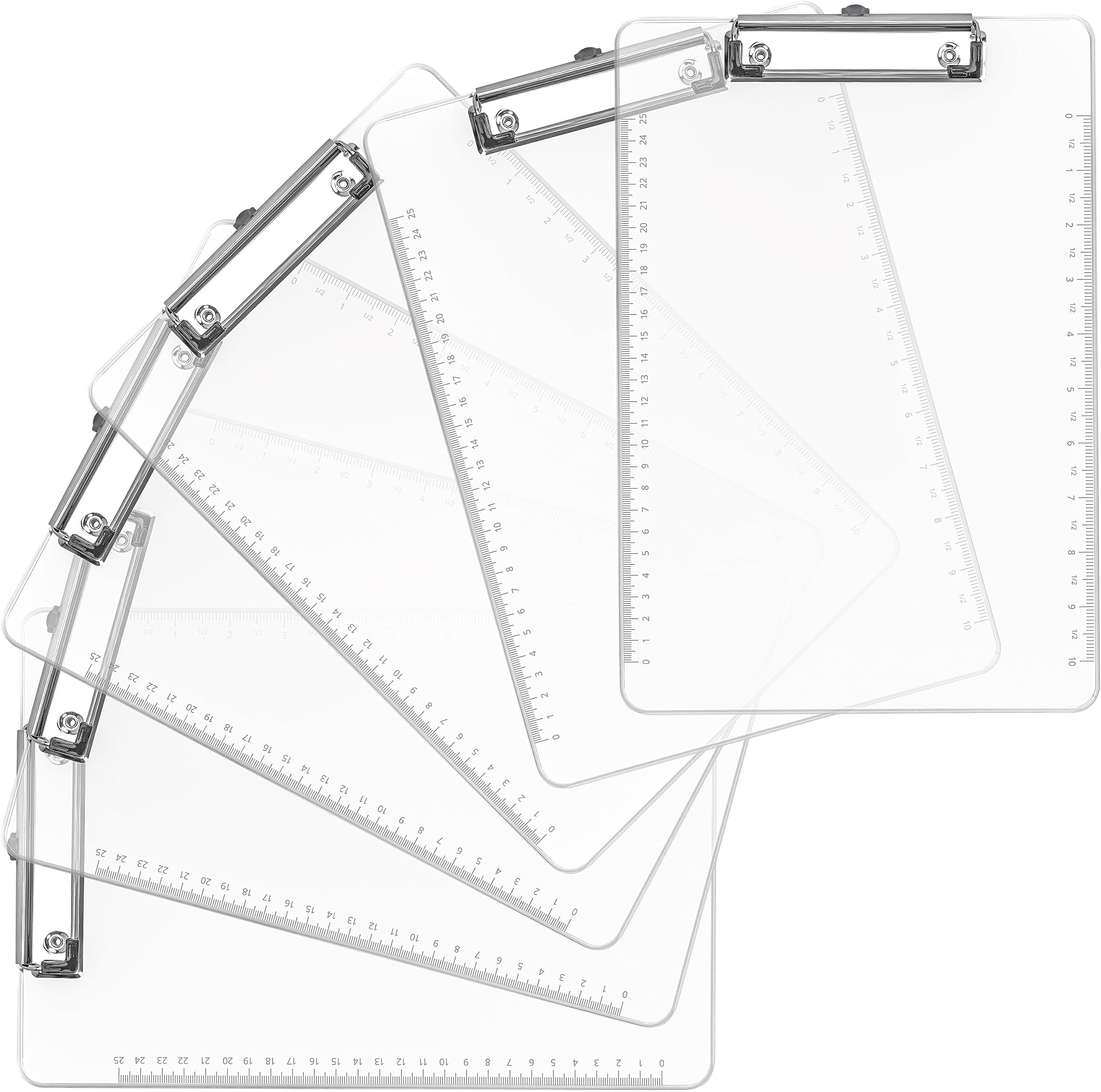 Belle Vous 6 Pack of Clear Plastic Clipboards 22.5 x 32.3cm / 8.85 x