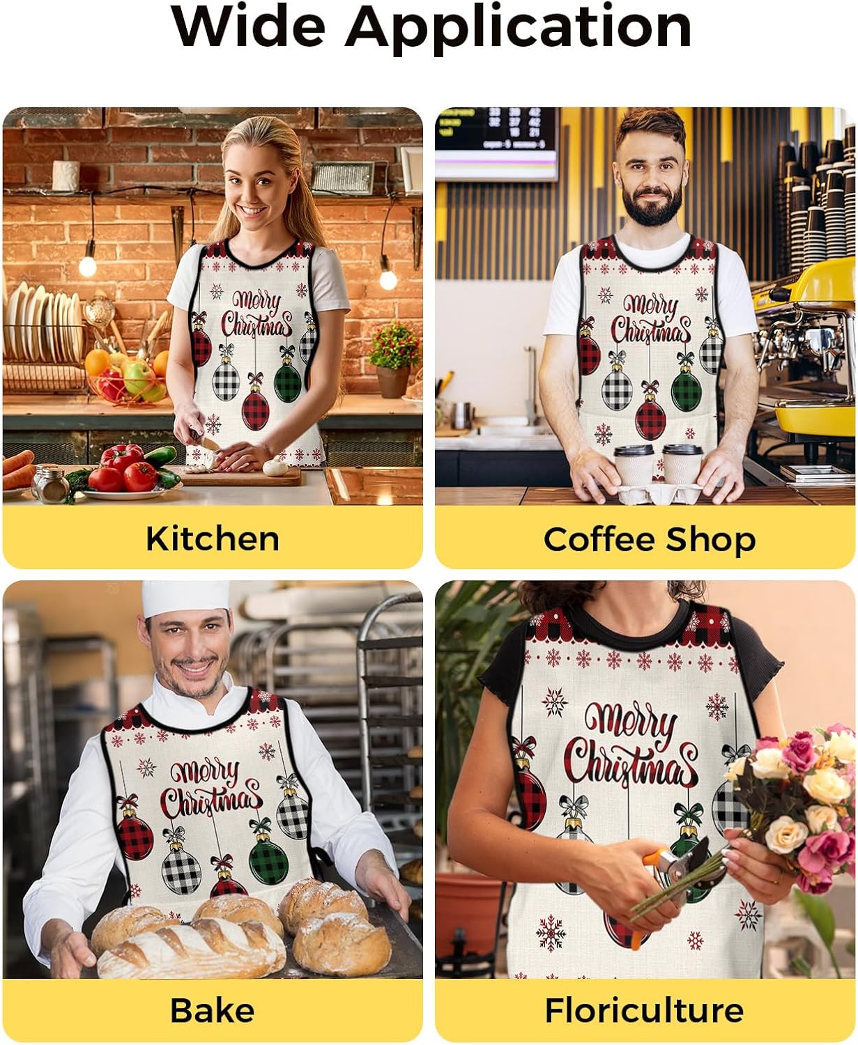 Double Love Burlap Valentine's Cobbler Aprons with 2 Pockets for Women Men, Farmhouse Red Truck Rose Bohemia Dots