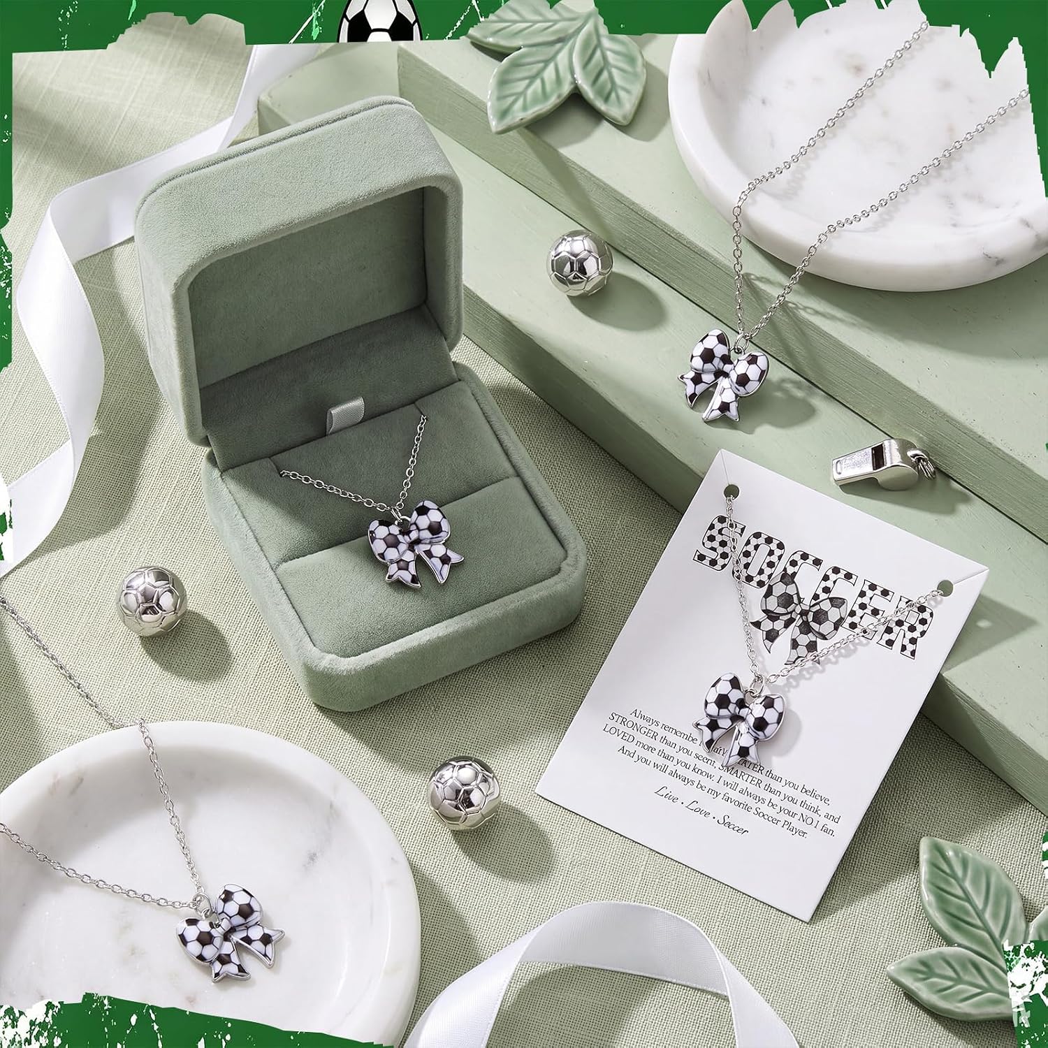 12 Set Sport Ball Bow Necklace Gifts for Team Women