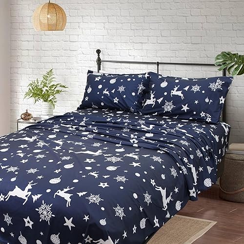 Marquess Juego de sábanas de franela de poliéster, elegante juego de cama de franela de poliéster de 4 piezas, transpirable con bolsillos profundos,