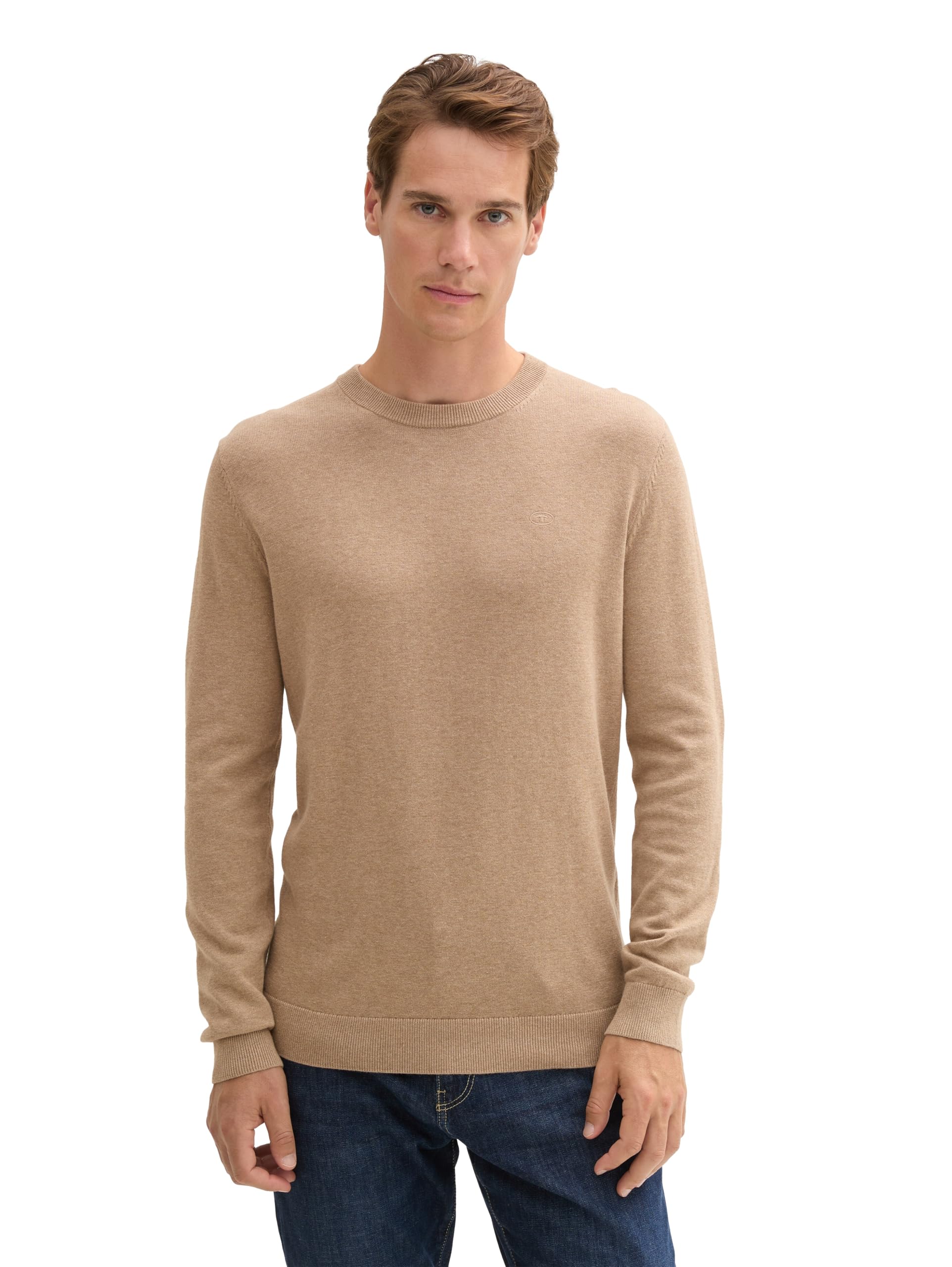 Tom Tailor Herren Basic Strickpullover mit Rundhalsausschnitt