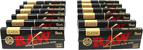 Miniatura 2 de RAW Classic Black - Papel de liar ultrafino, sin refinar, tamaño 1 14, 3.110 in (12 paquetes)