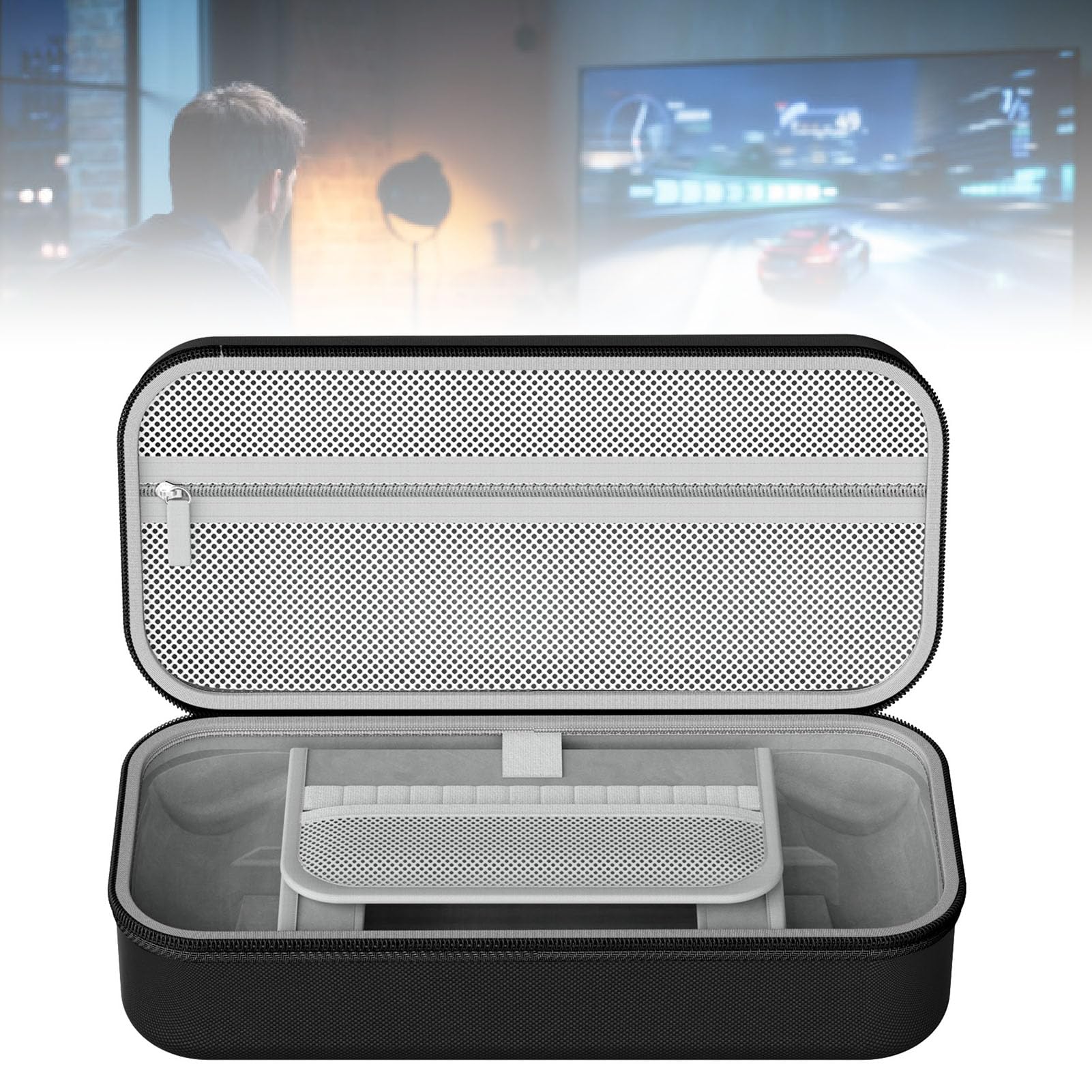 Greensen Custodia per Console di Gioco Portatile Custodia Rigida in EVA Resistente all'acqua Grande capacità con in Rete Maniglia per Assorbimento degli Urti per Viaggi Uso Quotidiano Adatta per