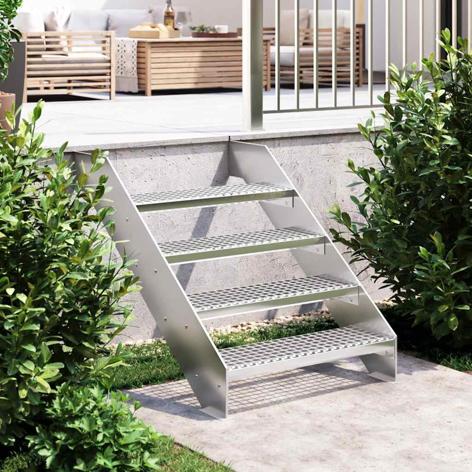 Gecheer Scalino in Griglia, Antiscivolo con Bordi Rialzati, 70 x 24 x 7 cm, Acciaio Zincato, per Scale Industriali, Scuole, Ristoranti e Ambienti Interni ed Esterni
