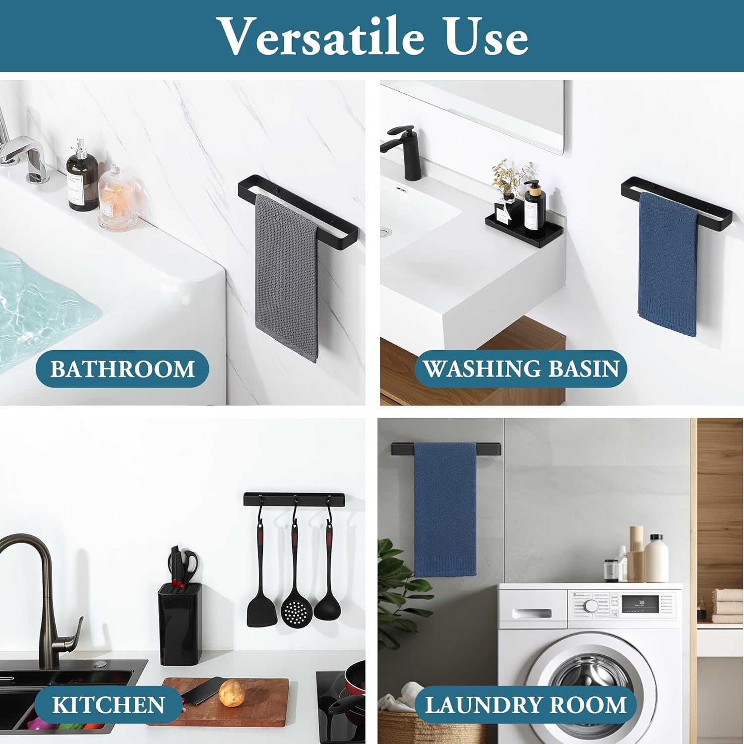 Bathroom Towel Bar, SUS304 Stainless Steel Towel Racks for Bathroom Wall Mounted, Heavy Duty Towel Holder Kitchen Bathroom Accessories Modern Home Decor (12 Inch) - Image 9