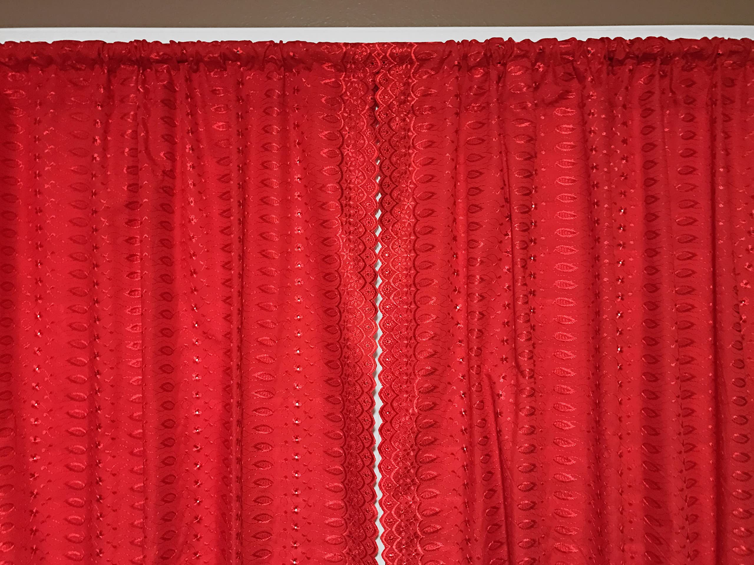 Zen Creative Designs Cotton Eyelet Side Scalloped 2 Piece Set Curtain Panels Window Treatment Backdrop Photography Kitchen Window Decor (42" Wide x 63