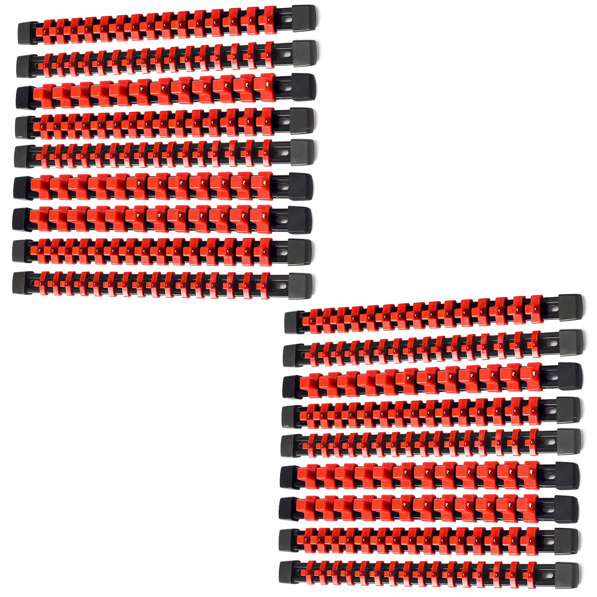 ALOANES 18PC ABS Socket Organizer, Socket Rails Fit 1/2 inch, 3/8 inch and 1/4 inch Drive, toHeavy Duty Socket Holders Hold up to 258 Sockets, Black