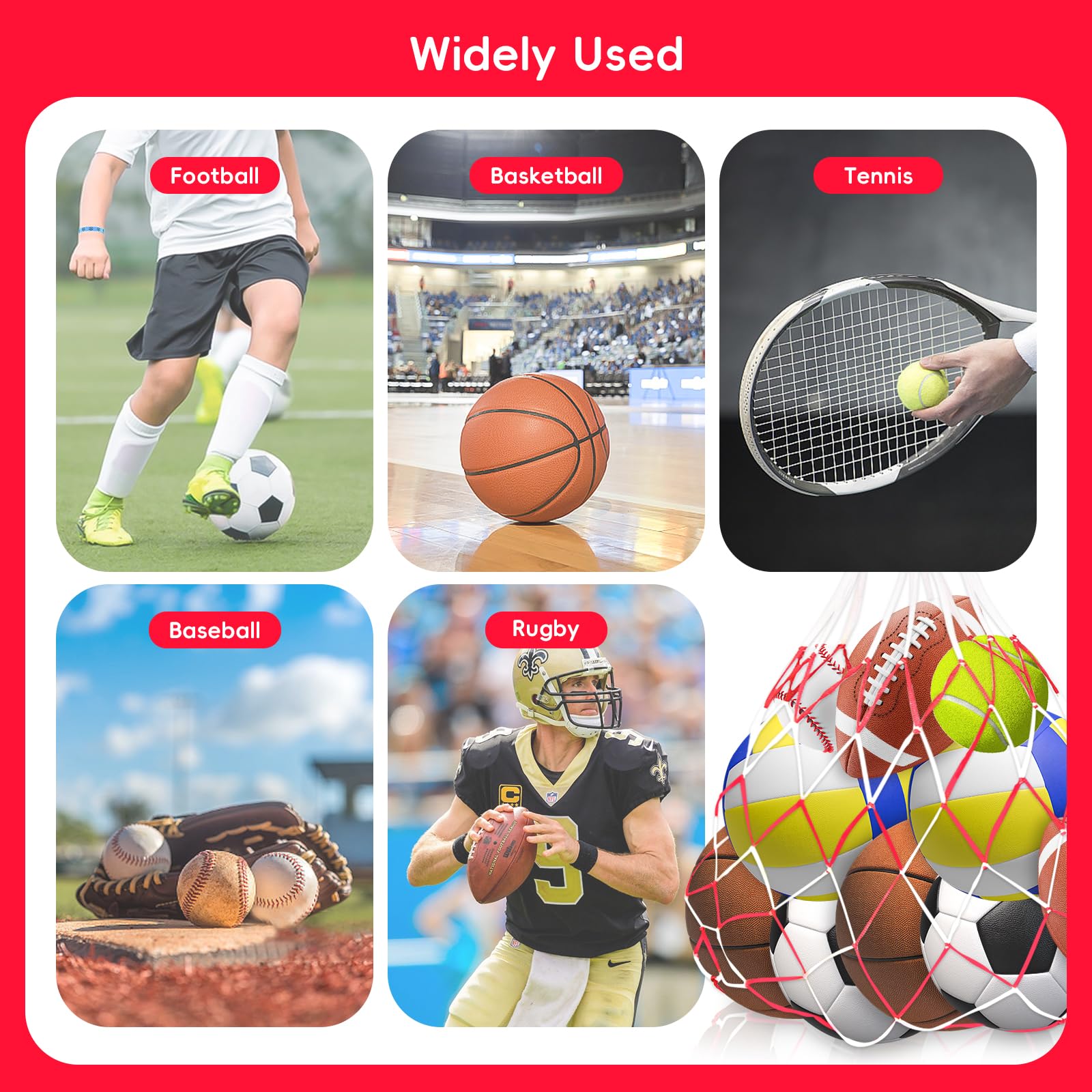 Xpieoyrm Lot De 2 Filets À Balles Portablesr, 10 Ballons Grande Capacité Sac de Transport pour Basketball, Sac en Filet de Nylon Réutilisable, Multifonction Rangement Filet Sacoche, pour Le Football