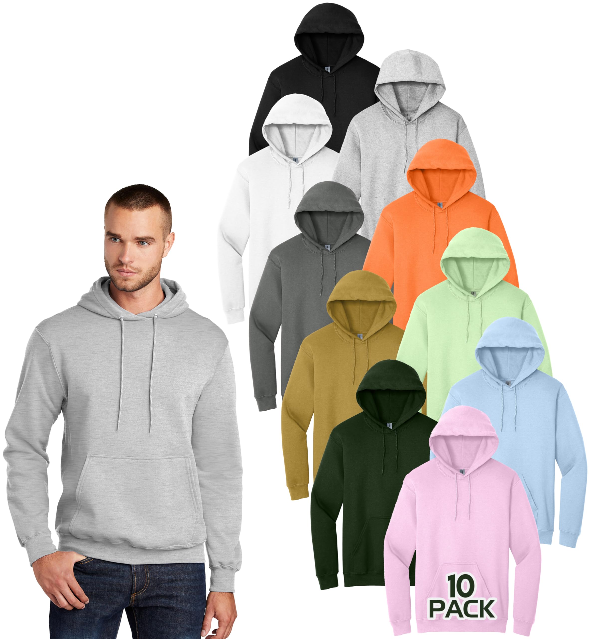 Gildan 18500 Heavy Blend Unisex Bulk Hooded Sweatshirt - Create Your Color Pack - Adult Fleece Plain Hoodies
