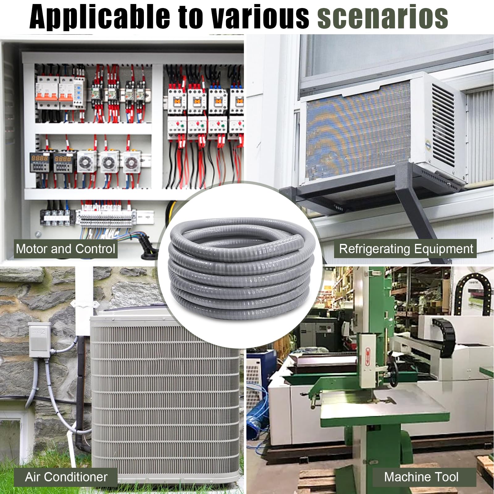 Kit de conducto y conector no metálico de 1 1/2 pulgadas y 50 pies, incluye 5 accesorios rectos y 4 ángulos para cableado eléctrico