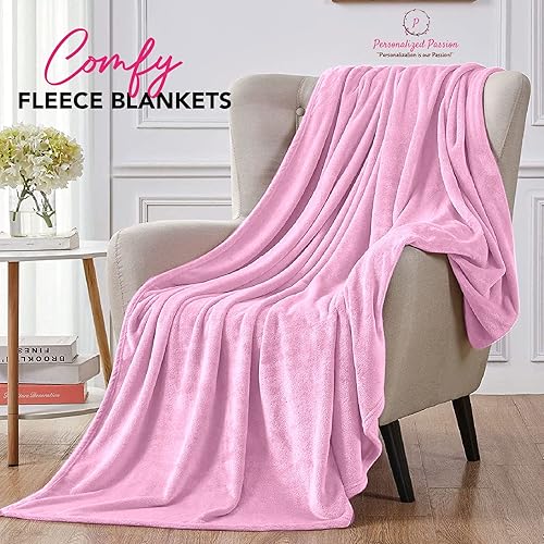 Vista 25 de Personalized Passion Mantas con nombre personalizado y monograma inicial - Manta personalizada para él y ella - Forro polar súper suave y acogedor