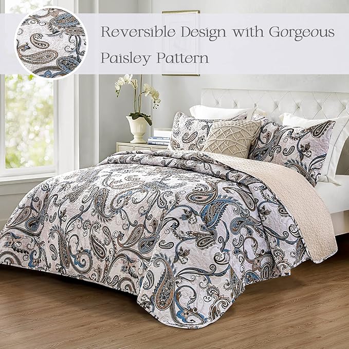 Whale Flotilla 3-Piece Printed Queen Size Quilt Bedding Set with 2 Pillow Shams