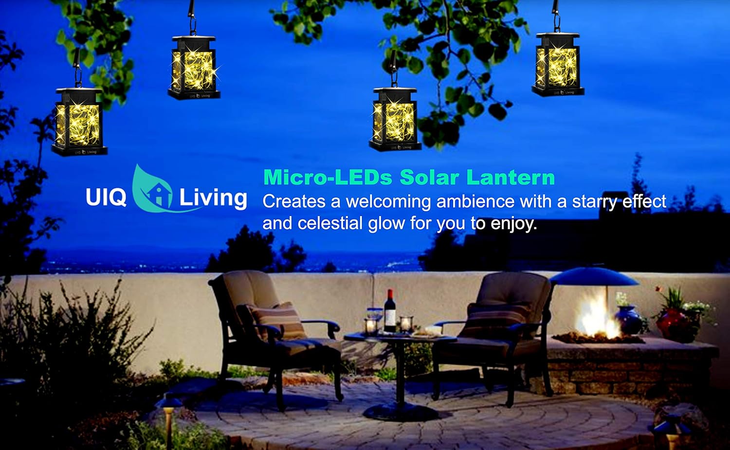 Buу 2 gеt 3 UIQ Living 2 Pack Original Hanging Solar Lights Outdoor Lantern Circular Ring Clamp & Solar Fairy String Lights, Waterproof, 30 Warm White LEDs, Retro, Black, Transform/Interchange DIY