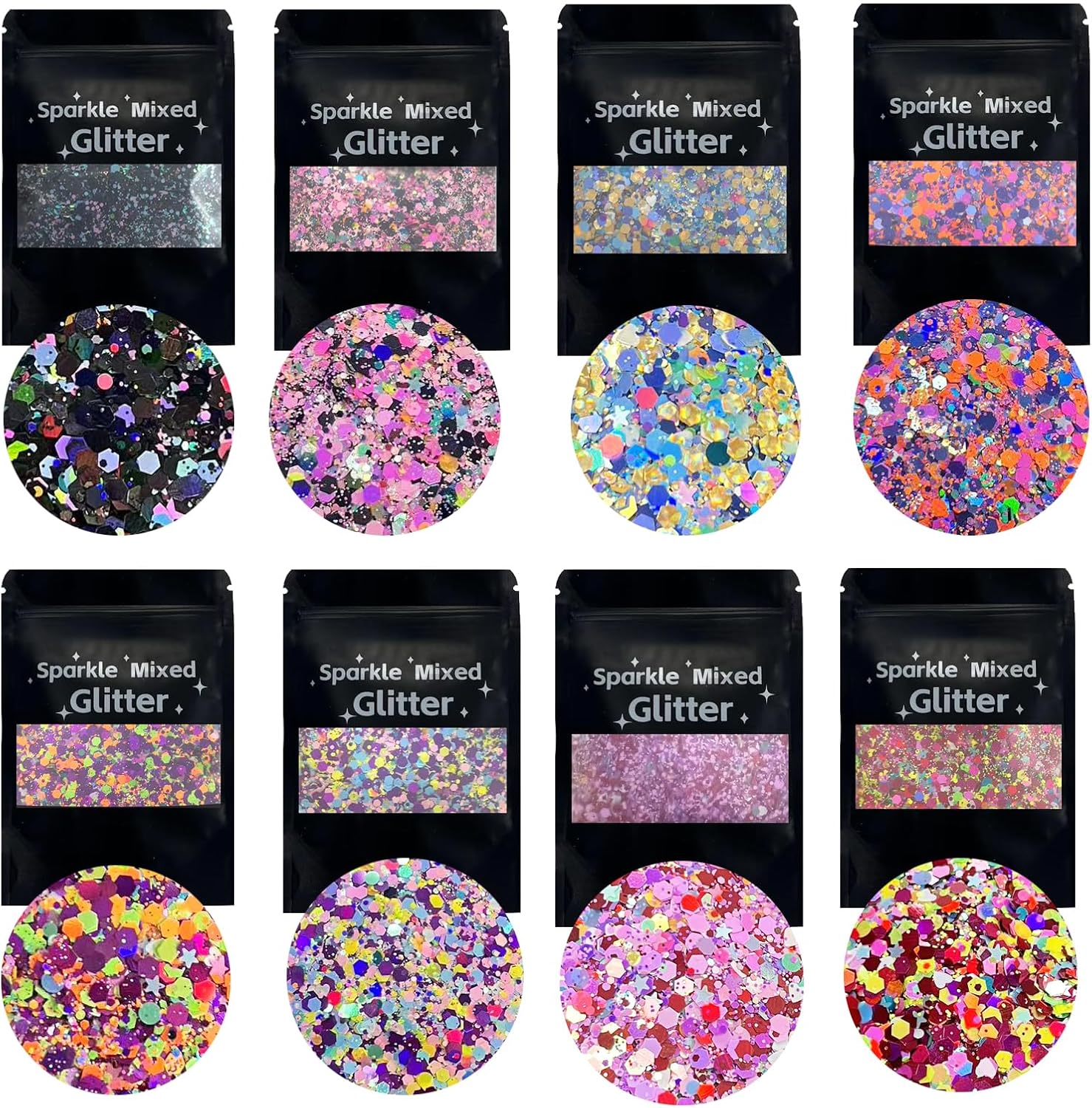 Chunky Glitter for Crafts,Set of 8