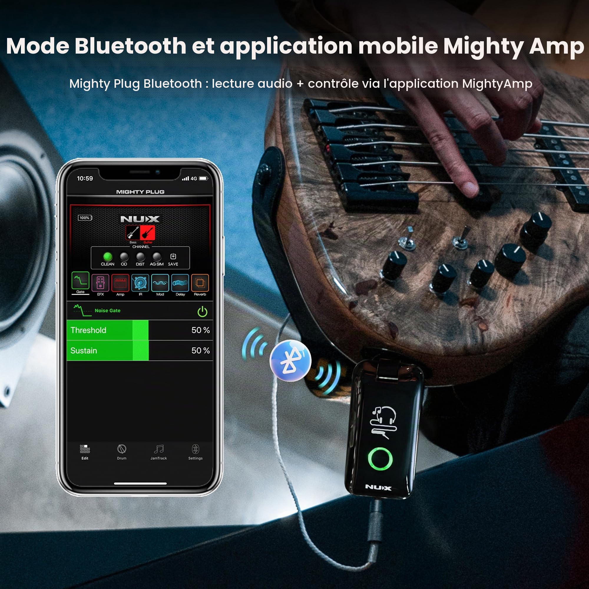 Nux Mighty Plug Mp-2 Ampli casque guitare et basse avec modélisation