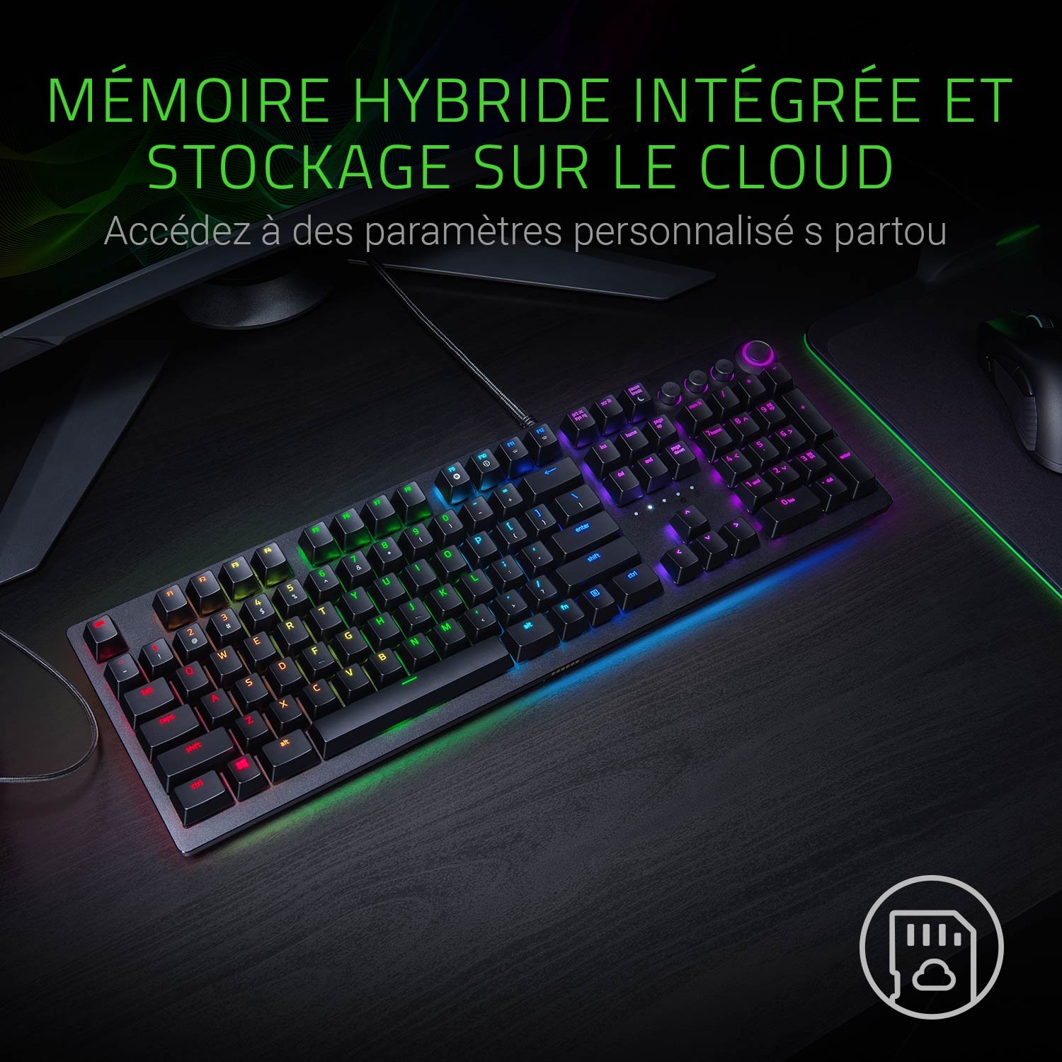Razer Huntsman Elite (Purple Switch) - Clavier de Jeu avec commutateurs opto-mécaniques (contrôle Rotatif, Repose-Paume éclairé, RGB Chroma) Clavier AZERTY | Noir