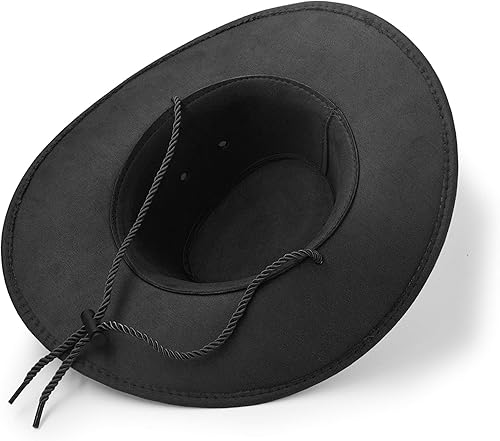 Miniatura 7 de Sombrero de vaquero, sombrero de sol, de piel sintética de fieltro de gamuza, gorra de viaje, sombrero occidental, protección solar al aire libre