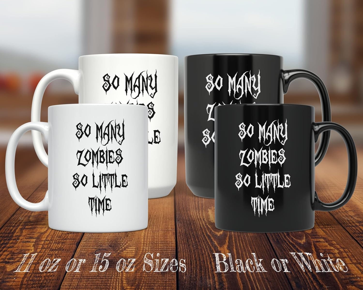 PixiDoodle So Many Zombies So Little Time - Zombie Hunter Coffee Mug (11 oz, Black)