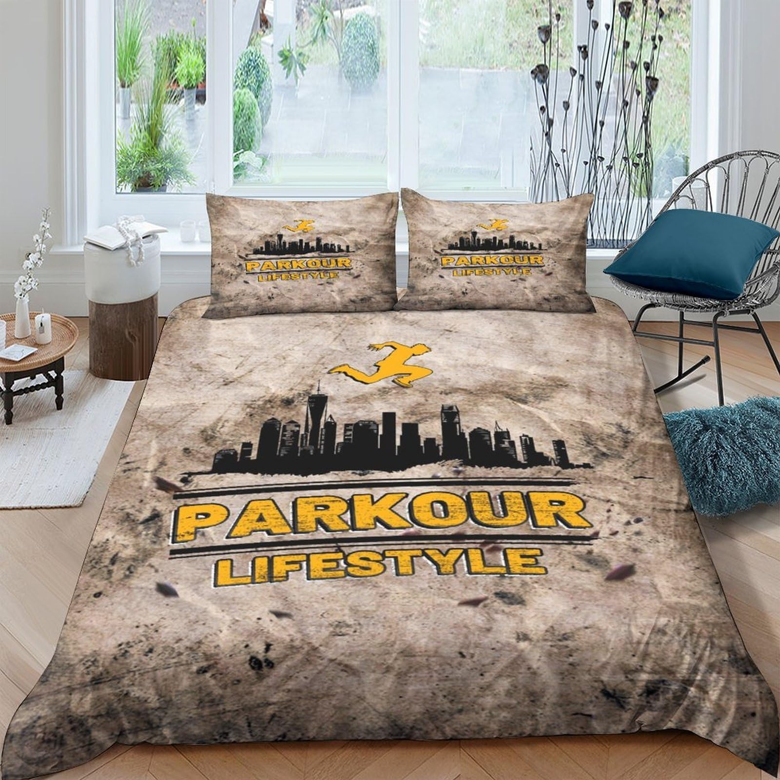 Ctjqhvkz Style-10 3D Printed Parkour Cityscape Fitted Sheet Microfiber Urban Lifestyle Bed Cover For Bedroom Dorm Mattress Protection Decor Single（135X200cm）
