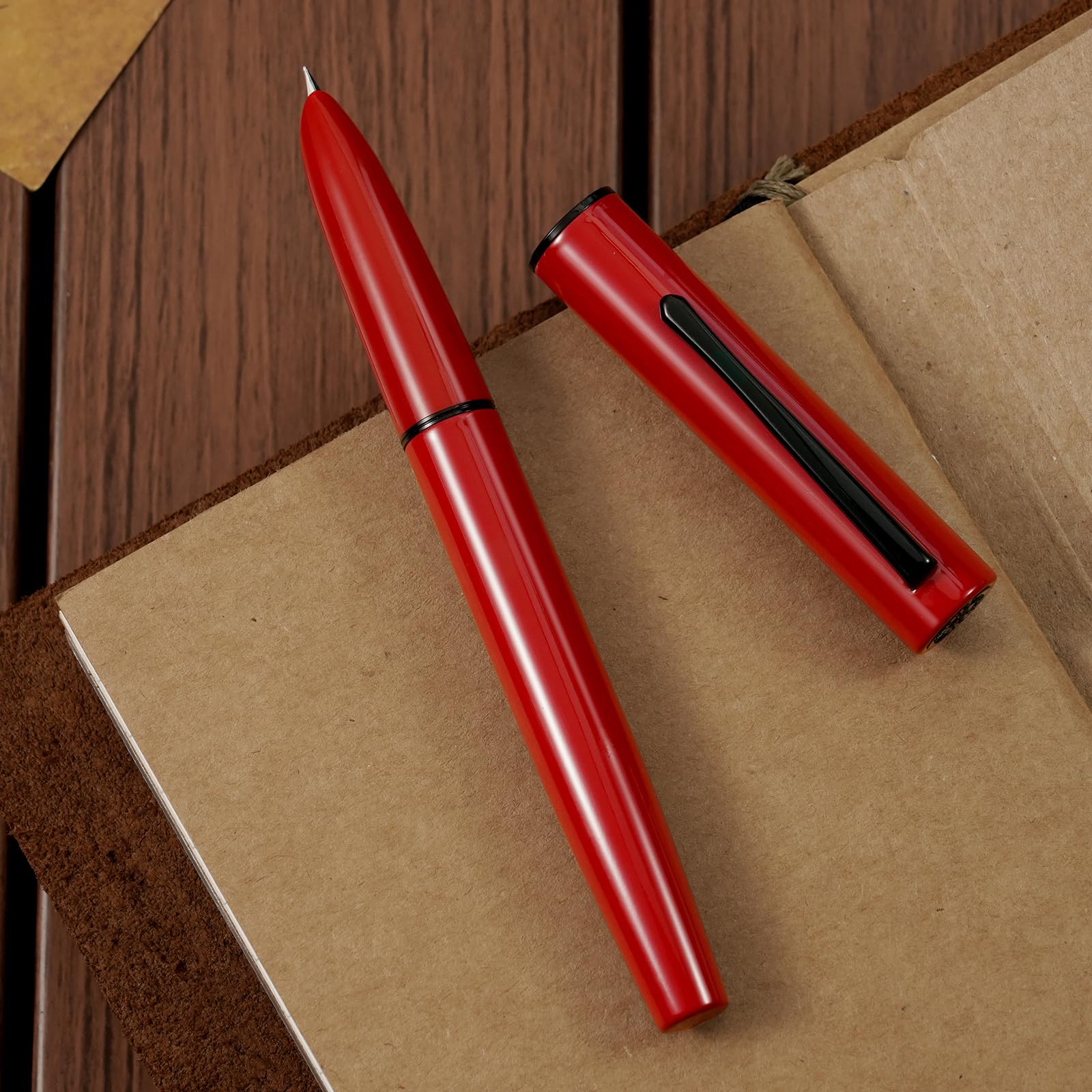 HONG DIAN C1 Fountain Pen Extra Fine Nib, Modern Red & Classic Retro Design Metal Pen with Ink Converter