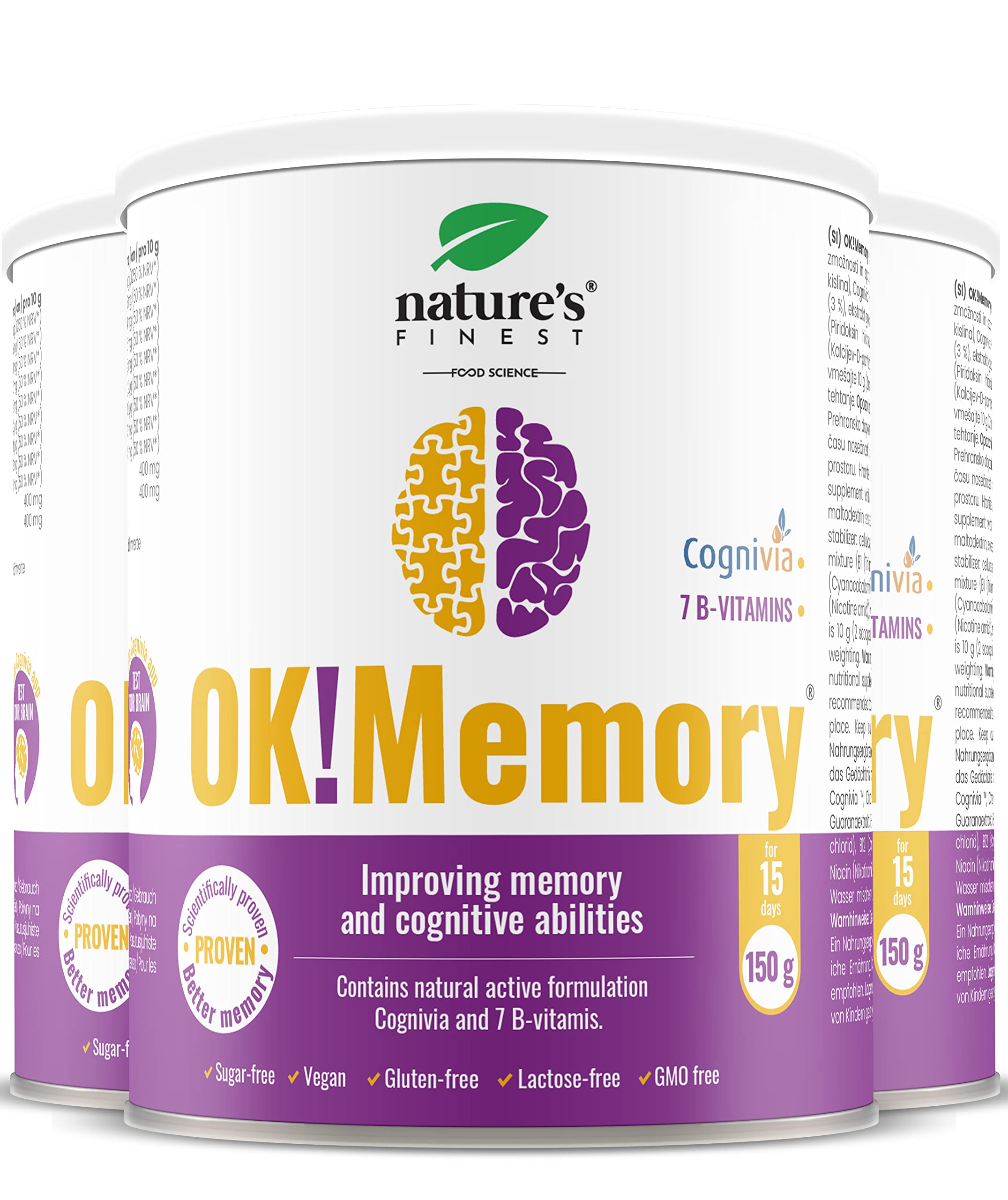 Nature's Finest OK!Memory Drink Mix | Boost Brain Power & Focus with Clinically Proven Herbal Extracts | Enhance Memory, Concentration & Mental Clarity | Suitable for Vegetarians and Vegans