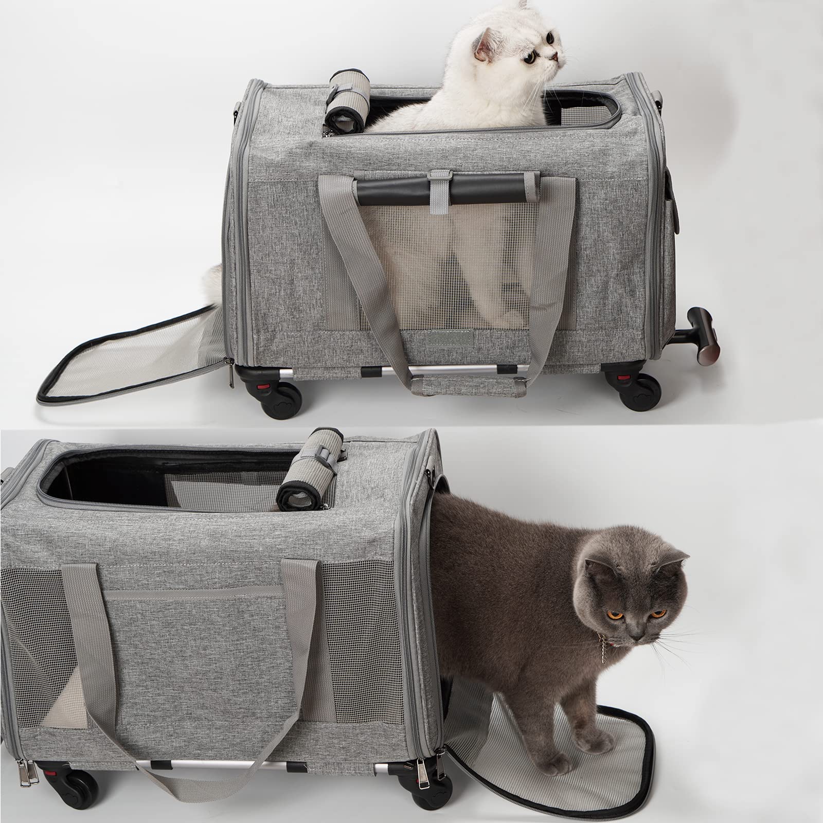 FLYAMAPIRIT Transportin Bolsa portátil para mascotas para perros pequeños y medianos y gatos, con asa telescópica y ruedas desmontables