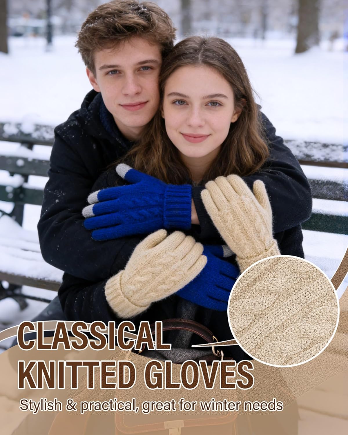 Wandx Womens Winter Gloves, Warm Knit Gloves for Cold Weather Long Cuff Touch Screen Gloves for Women Men - Image 6