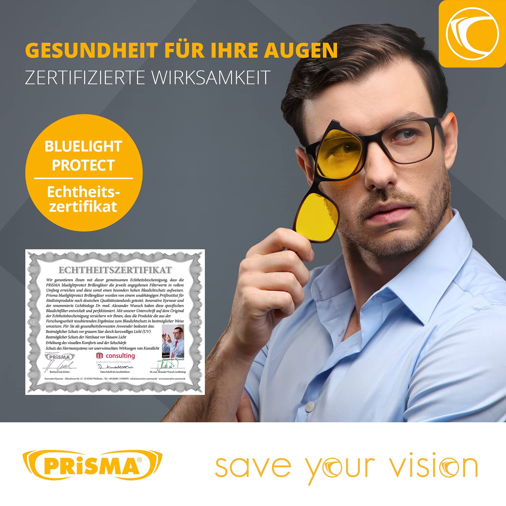 PRiSMA VARiA 1 - okulary z filtrem przednim magnetycznym światłem niebieskim EASY90 - do gier i TV - bluelightprotect - VA1702