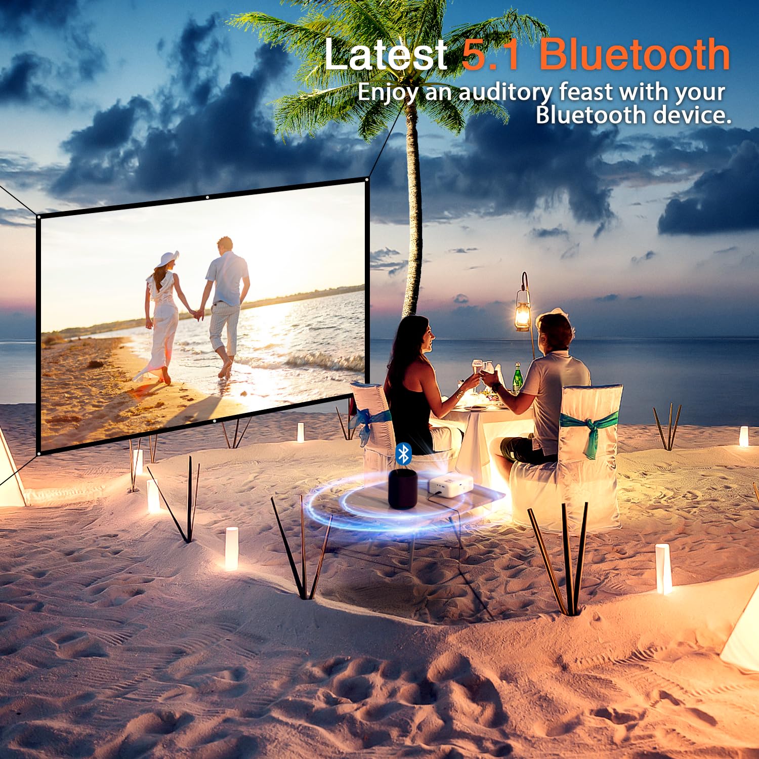 Mini Beamer, VOPLLS Mini 26000L WiFi Bluetooth Beamer Full HD 1080P Unterstützt, Tragbar Video Projektor mit 50% Zoom, Heimkino Projektor für Handy, Tablet/Laptop/PC/TV-Box, USB, HDMI, AV