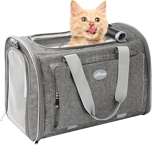 Miniatura 1 de Transportador plegable para gatos de lados suaves para perros pequeños y gatos grandes y medianos, transportador de perros de viaje aprobado por