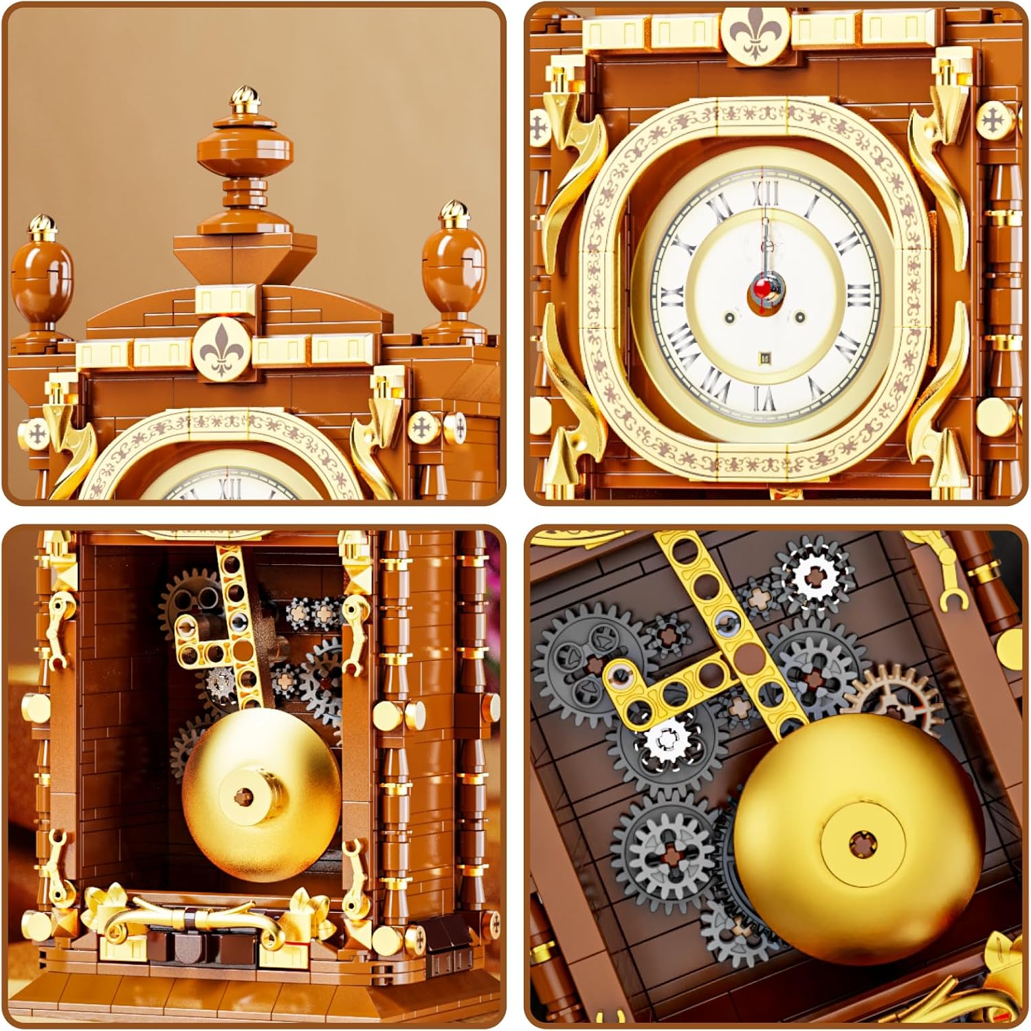 HJPLPXH Retro Pendulum Clock Building Block Set,A Toy with Real Clock Function and Linked Mechanical Pendulum,Better Gift for Adults Teens Kids
