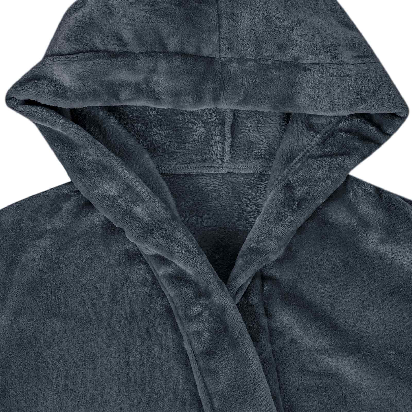 Bademantel Hoodie Marineblau XXXL Flanell bequemer Loungewear Hausanzug mit extra-warmem Kapuze, praktischen Taschen, leichtem Stoff ideal für Entspannung