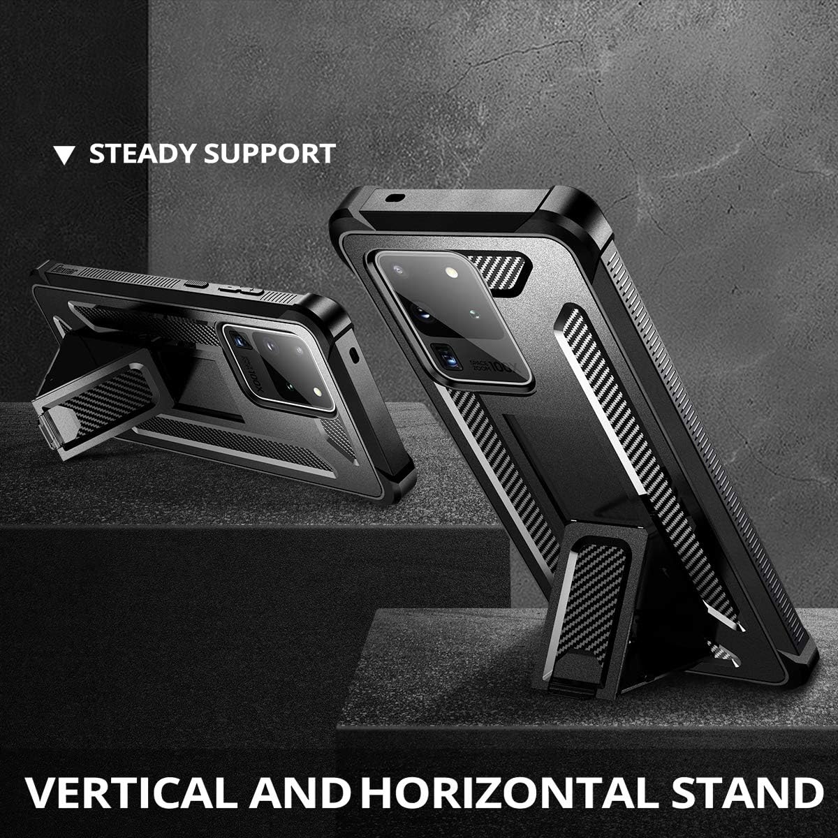 Dexnor for Samsung Galaxy S20 Ultra Case, [Built in Screen Protector and Kickstand] Dual Layer Heavy Duty Military Grade Protection Shockproof Protective Cover for Galaxy S20 Ultra, 6.9 inch Black