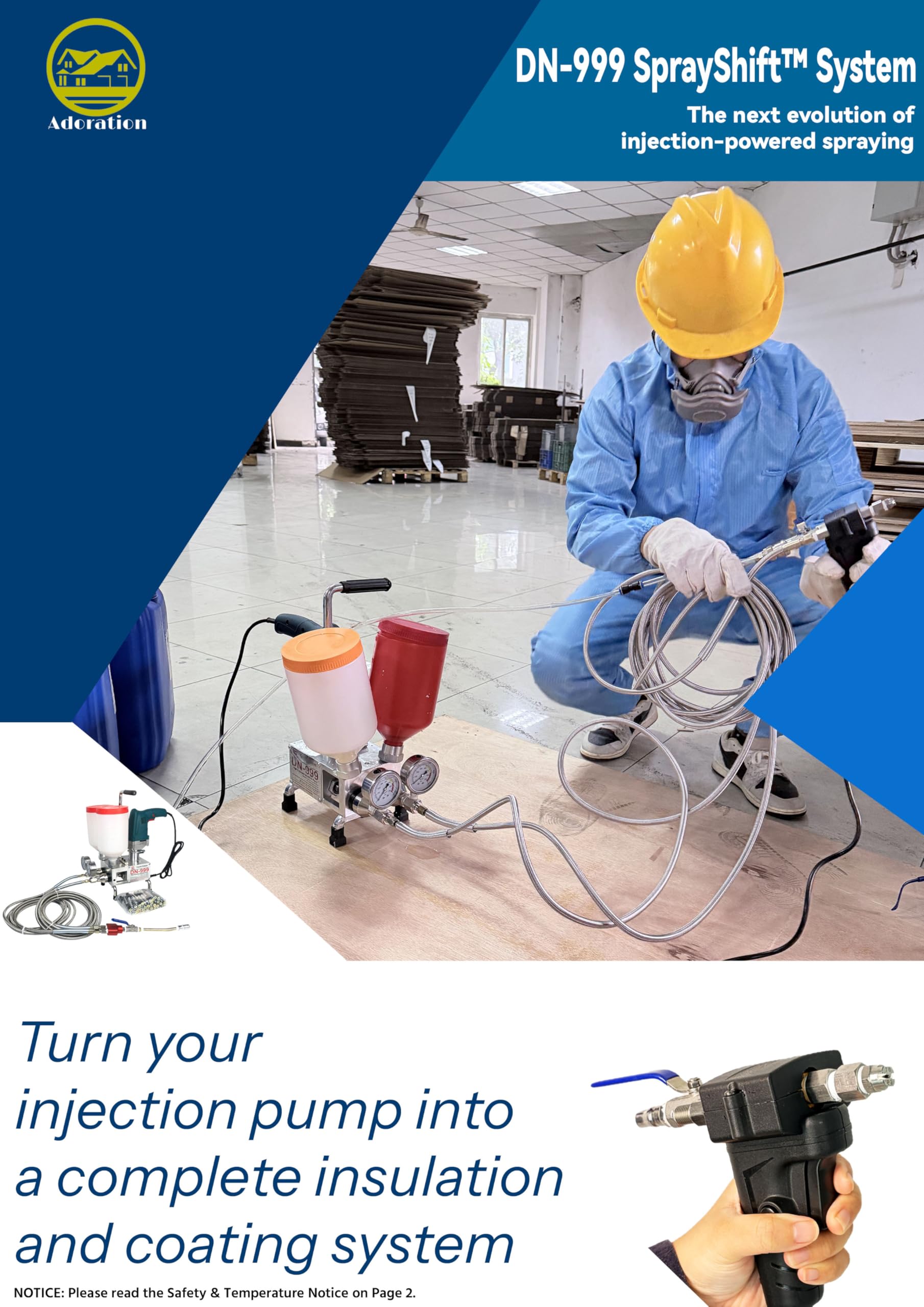 Photo 1 of Polyurethane Foam Spray Gun AB 1:1 Air Purge PU Foaming Injection AB Two-Component High Pressure Coating Spray Gun Wall Roof Construction with Accessory Kit Adoration for DN-999 Spray Pump