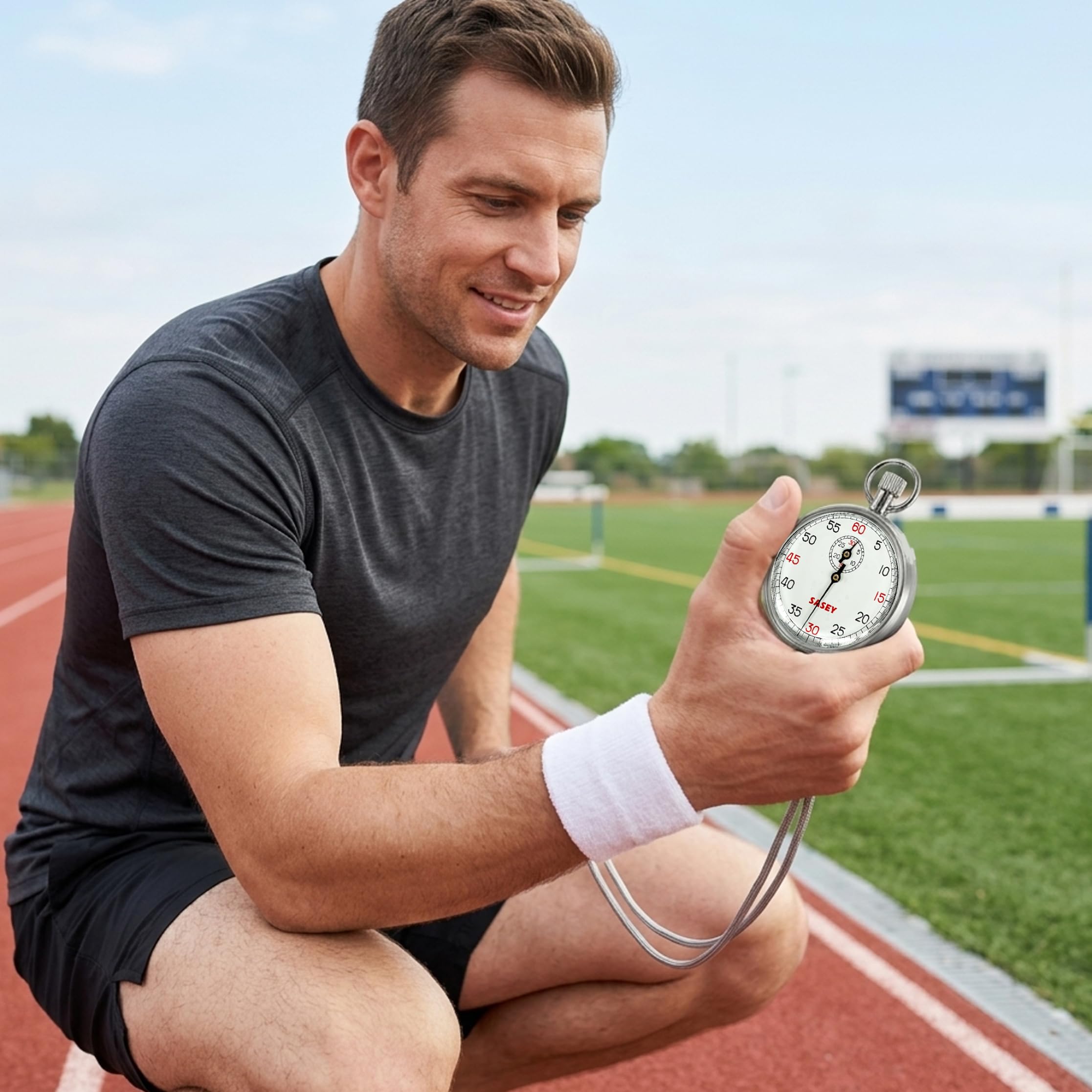 Cronometro Meccanico analogico in Acciaio Inossidabile: Timer di precisione: Avvio, Pausa e ripristino con Un clic per Test di competizioni Sportive Anni '30