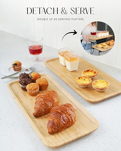 Miniatura 5 de FINESSY Soporte de bandeja de 3 niveles, bandejas y bandejas para servir de fiesta, bandeja de servir de 3 niveles para entretenimiento, soporte de