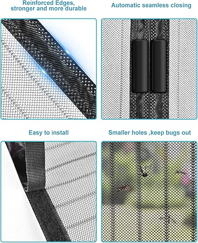 Miniatura 5 de Entesi Puerta mosquitera magnética tamaño de puerta de 38 x 82 pulgadas malla de puerta de pantalla con fibra de vidrio duradera cortina de malla
