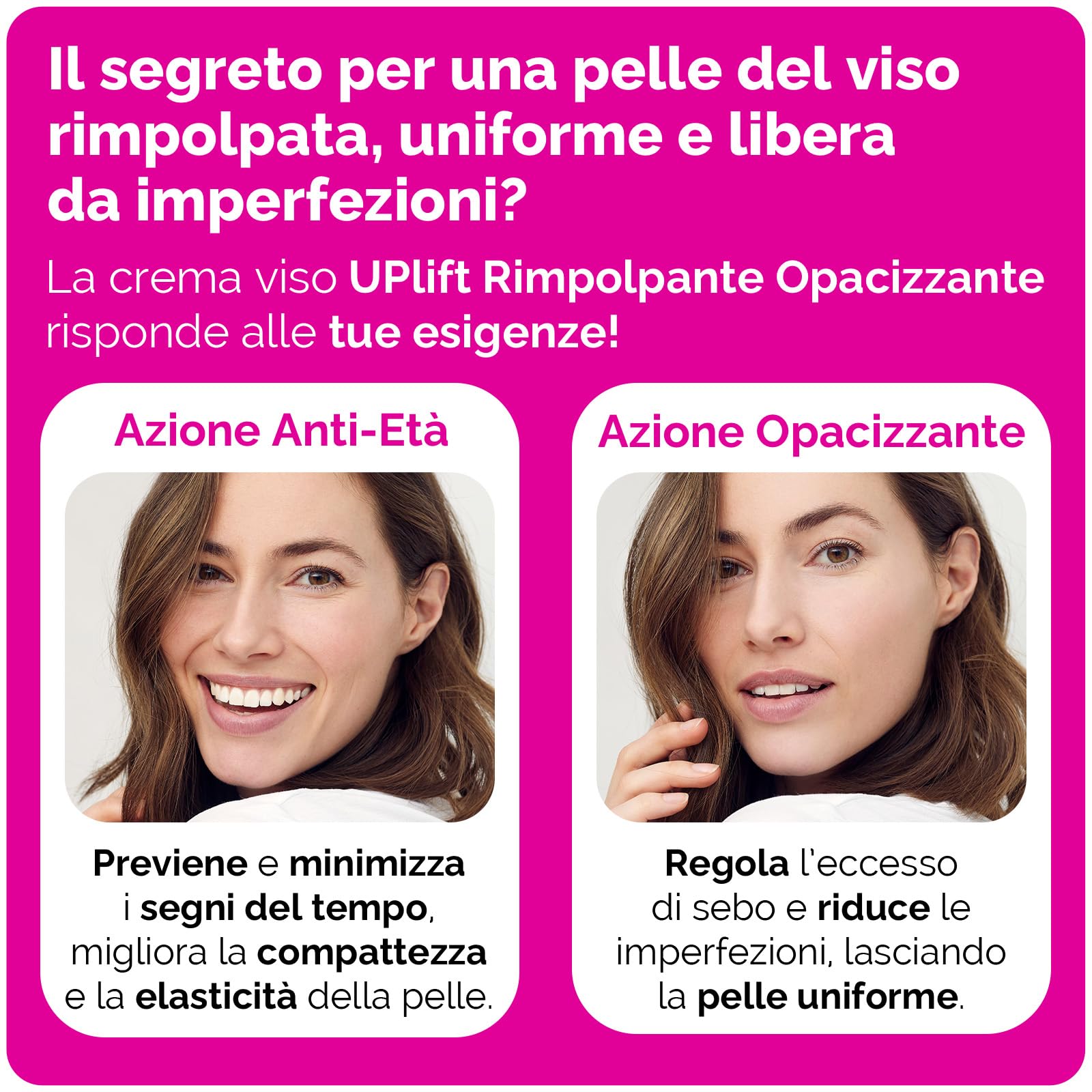Veralab Uplift, Crema Viso Rimpolpante Opacizzante ad Azione Purificante, Anti-Rughe e Anti-Age per Pelli Miste