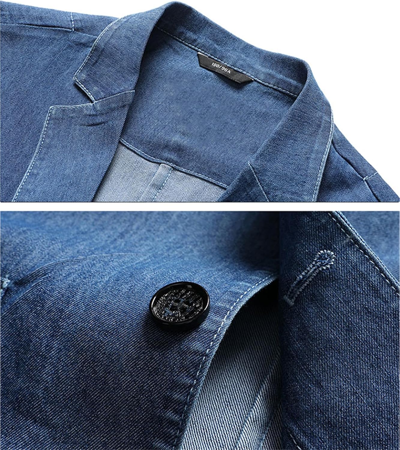 Cromoncent Men's Denim Sport Coat Lightweight Casual 2 Button Blazer Jacket